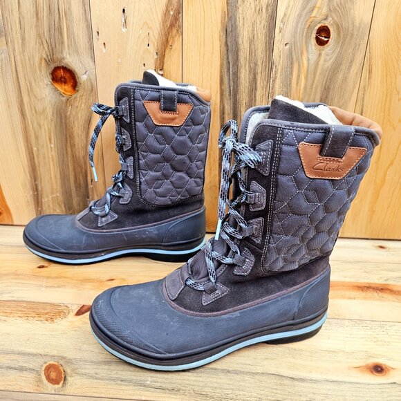 Clarks Muckers Vale Boots Suede Leather Fleece Size 10 - Picture 3 of 9